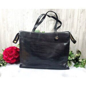 Monsac Black Leather Tote Brief Laptop Bag Purse Backpack Career Travel